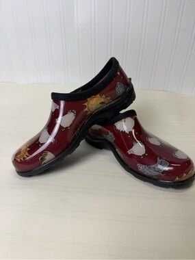 Sloggers Burgundy Chicken Print Waterproof Clog Boots